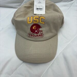 NWT USC University of South Carolina Trojans Football Hat- tan, gold and red